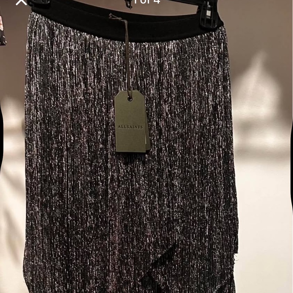 All saints Metallic shimmer Black Skirt